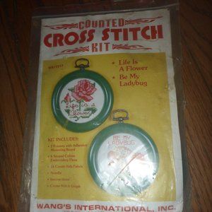 Vintage Counted Cross Stitch Kit - Life is A Flower & Be My Ladybug